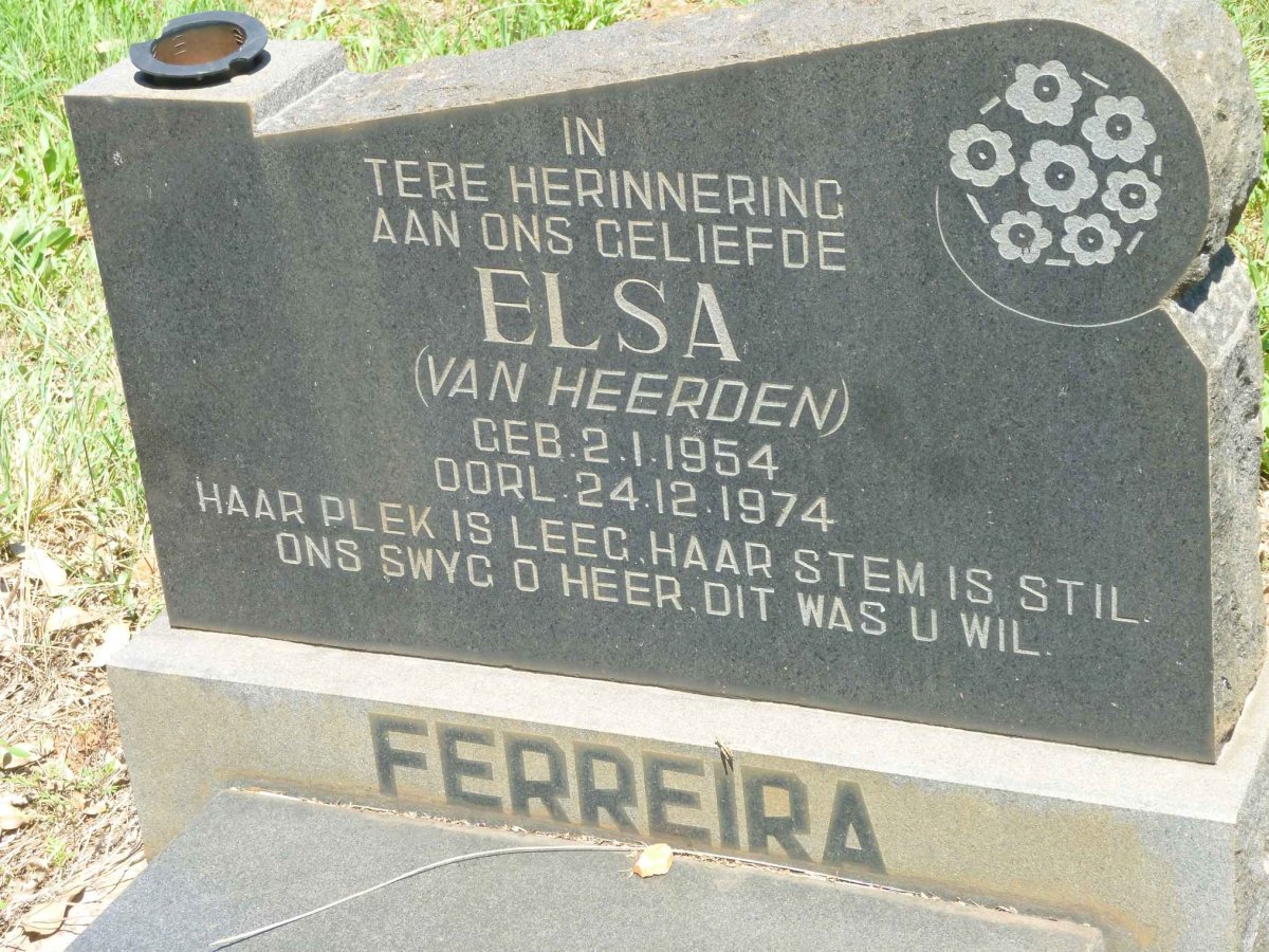 FERREIRA Elsa nee VAN HEERDEN 1954-1974