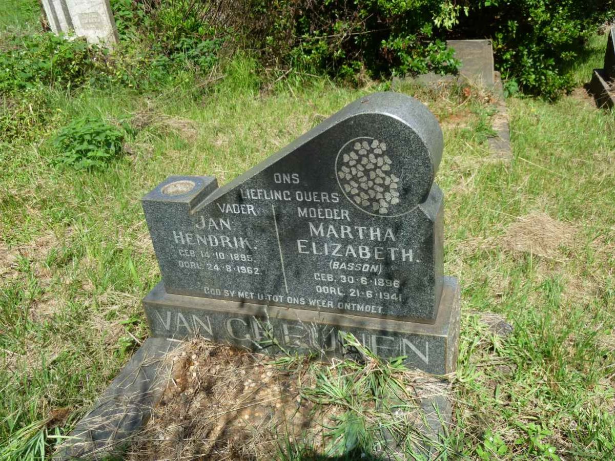 GREUNEN Jan Hendrik, van 1895-1962 &amp; Martha Elizabeth BASSON 1896-1941 