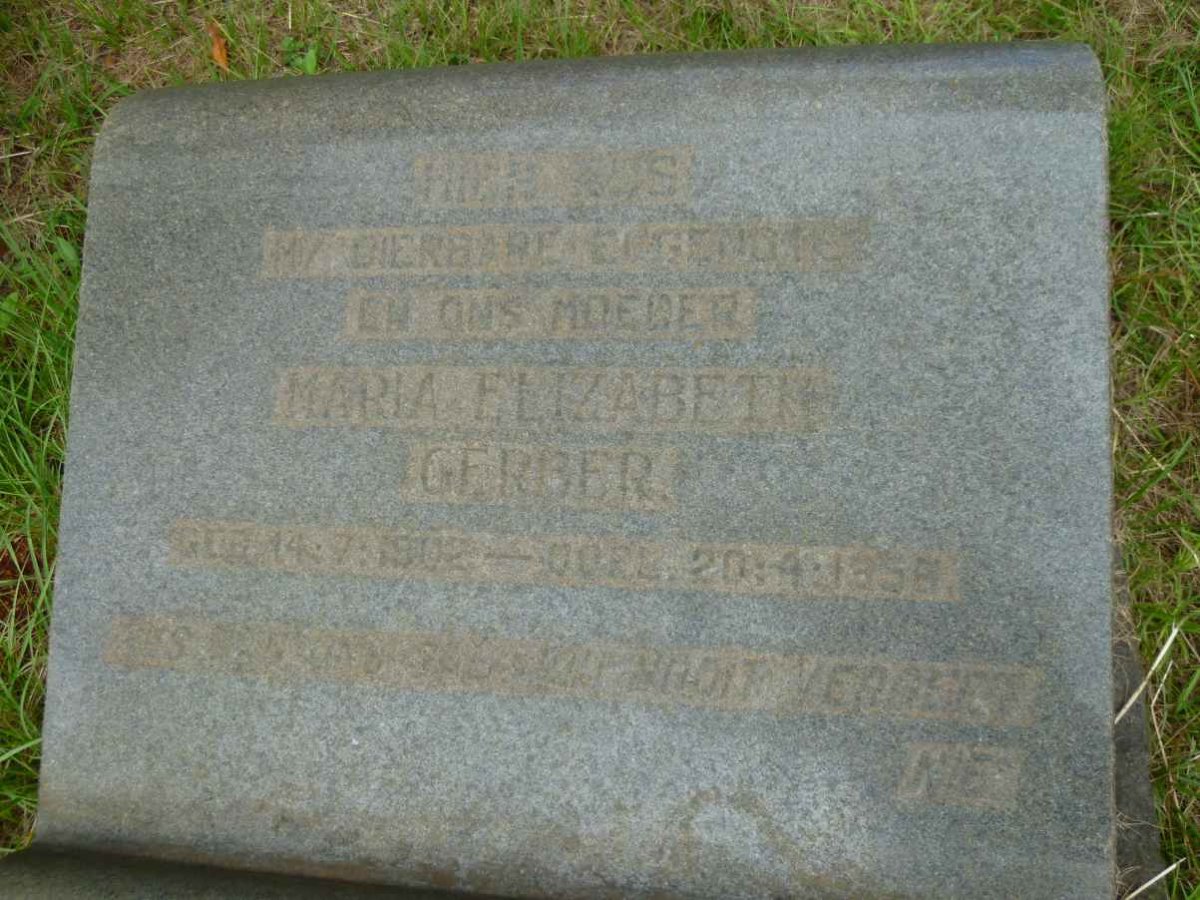 GERBER Maria Elizabeth 1902-1958