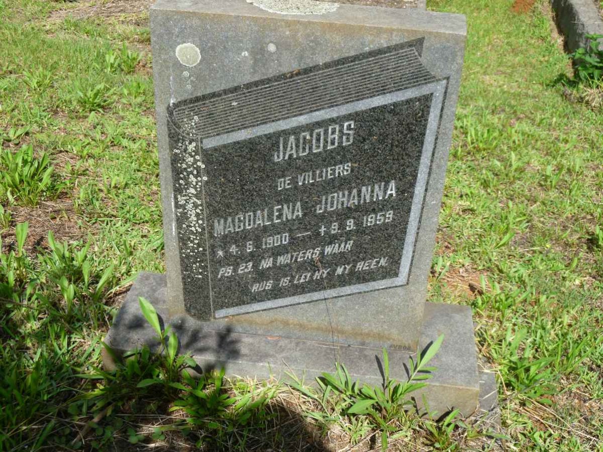 JACOBS Magdalena Johanna nee De VILLIERS 1900-1959