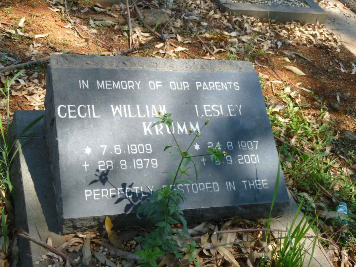 KRUMM Cecil William 1909-1979 &amp; Lesley 1907-2001