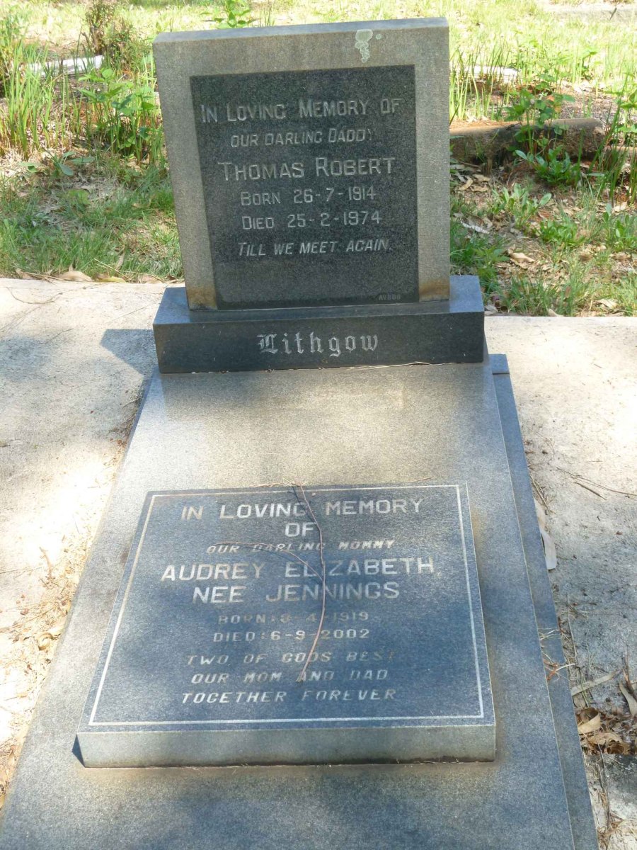 LITHGOW Thomas Robert 1914-1974 &amp; Audrey Elizabeth JENNINGS 1919-2002