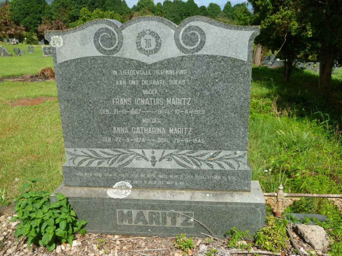 MARITZ Frans Ignatuis 1867-1929 &amp; Anna Catharina 1874-1945