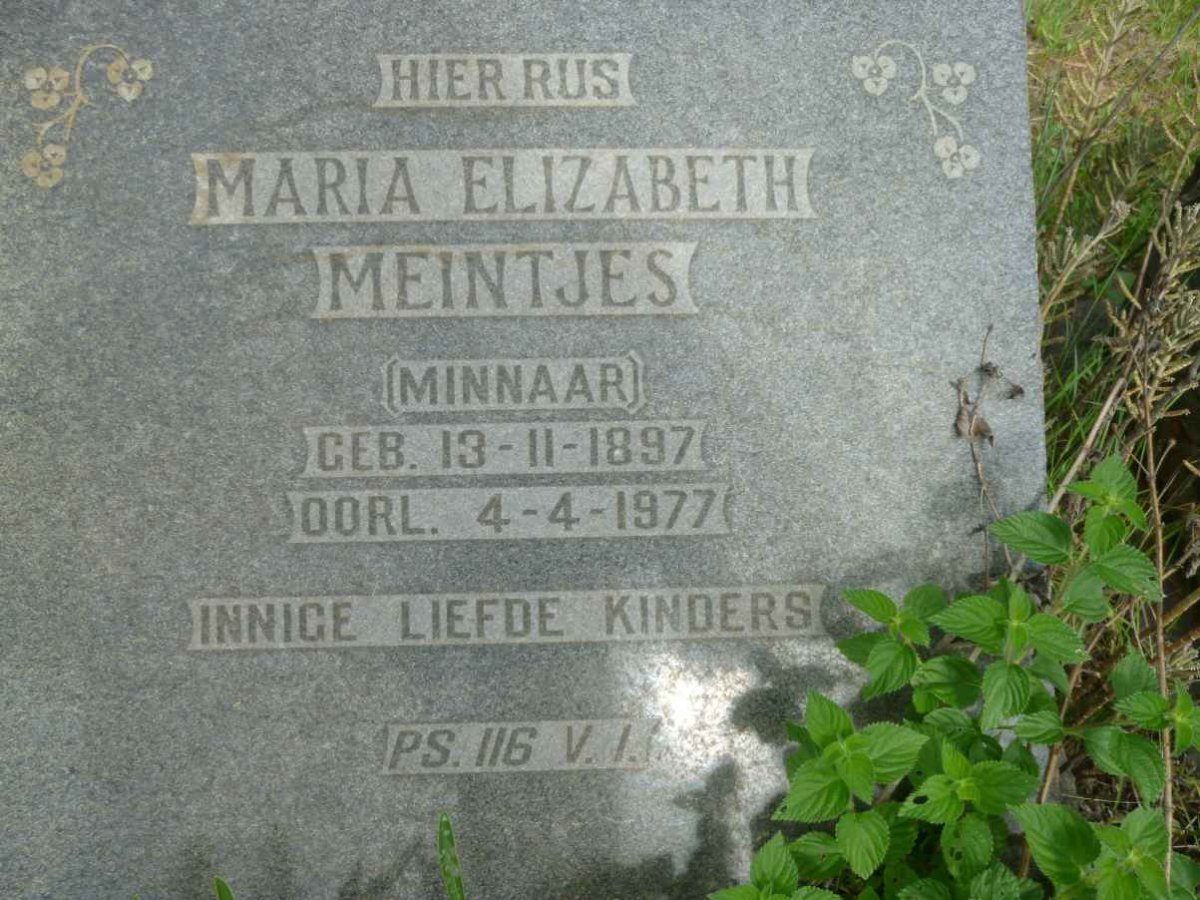 MEINTJES Maria Elizabeth nee MINNAAR 1897-1977