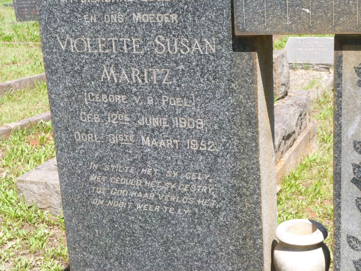 MARITZ Violette Susan nee V.D. POEL 1909-1952