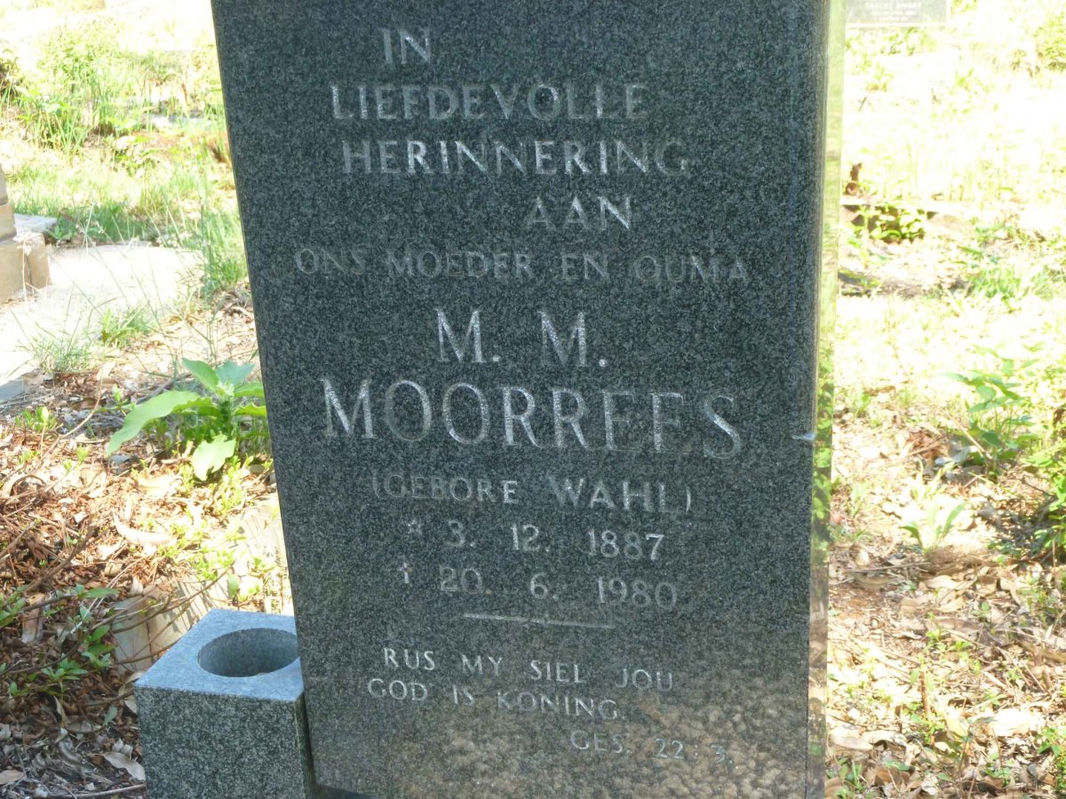 MOORREES M.M. nee WAHL 1887-1980
