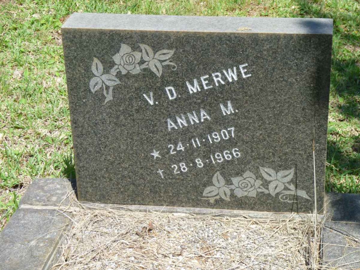 MERWE Anna M., v.d. 1907-1966