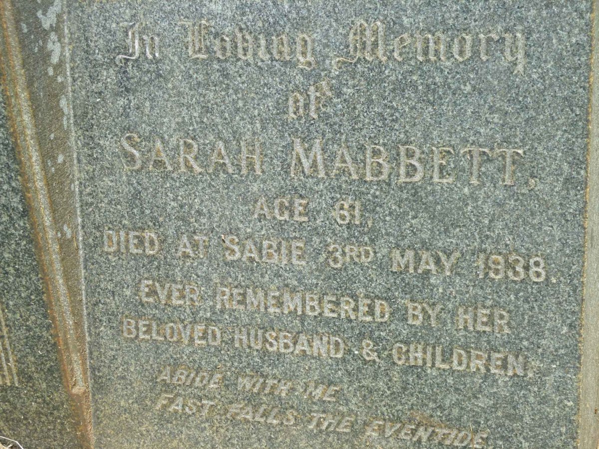 MABBETT Sarah -1938