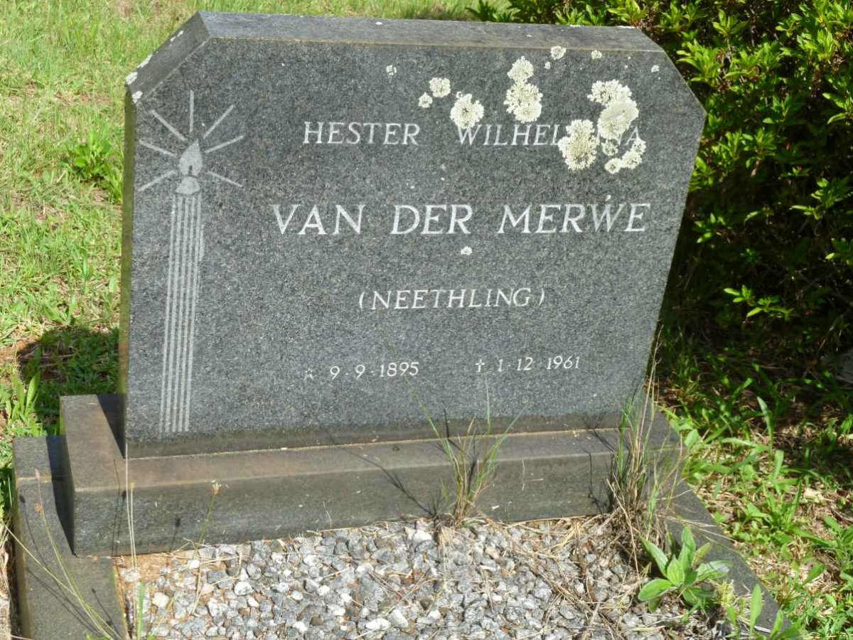 MERWE Hester Wilhelmina, van der nee NEETHLING 1895-1961