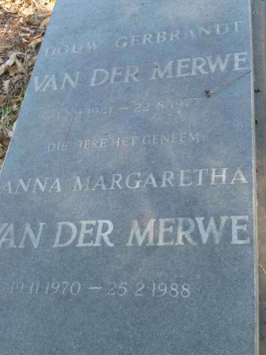 MERWE Douw Gerbrandt, van der 1941-1977 :: VAN DER MERWE Anna Margretha 1970-1988