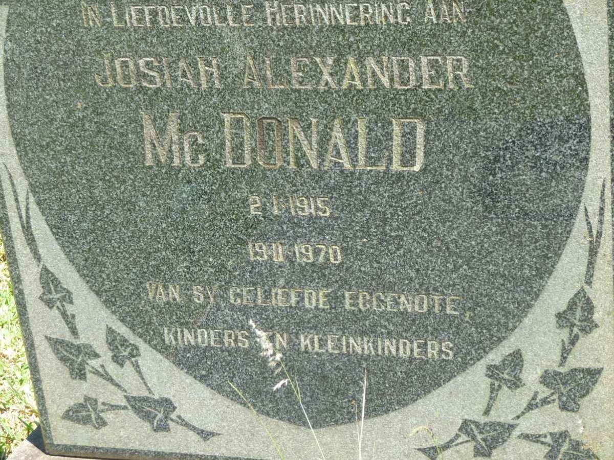 McDONALD Josiah Alexander 1915-1970