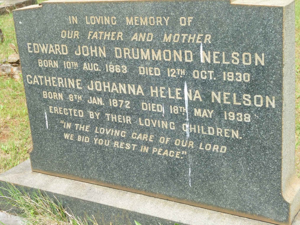 NELSON Edward John Drummond 1863-1930 &amp; Catherine Johanna Helene 1872-1938