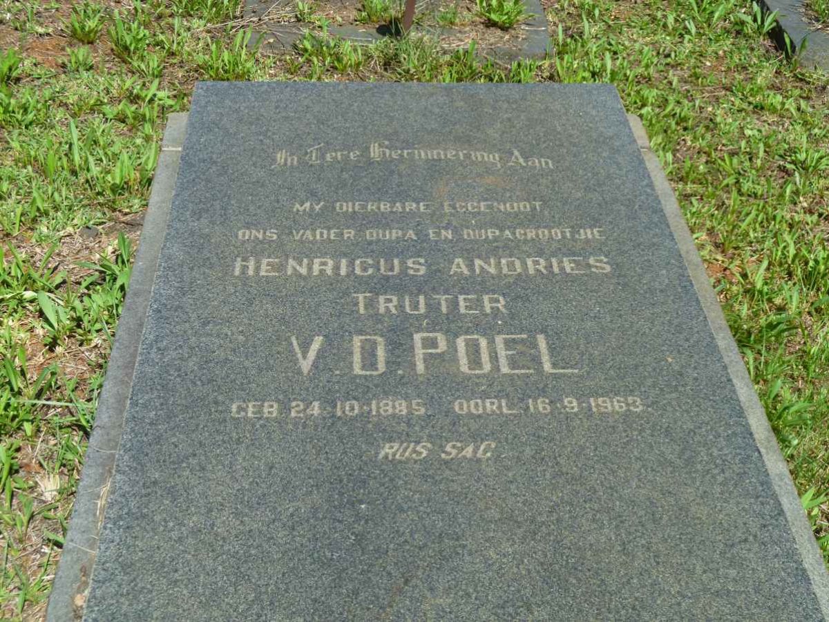 POEL Henricus Andries Truter, v.d. 1885-1963