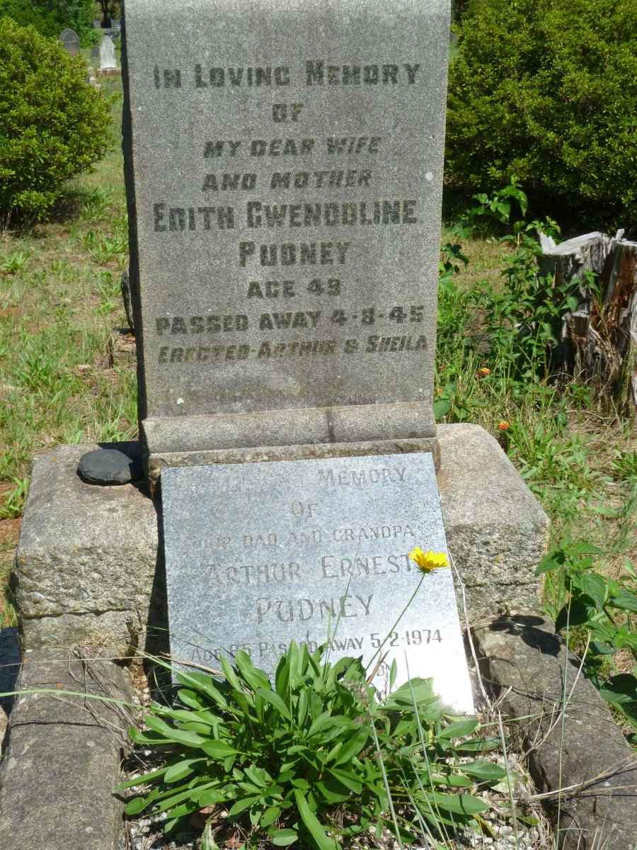 PUDNEY Arthur Ernest -1974 &amp; Edith Gwendoline -1945