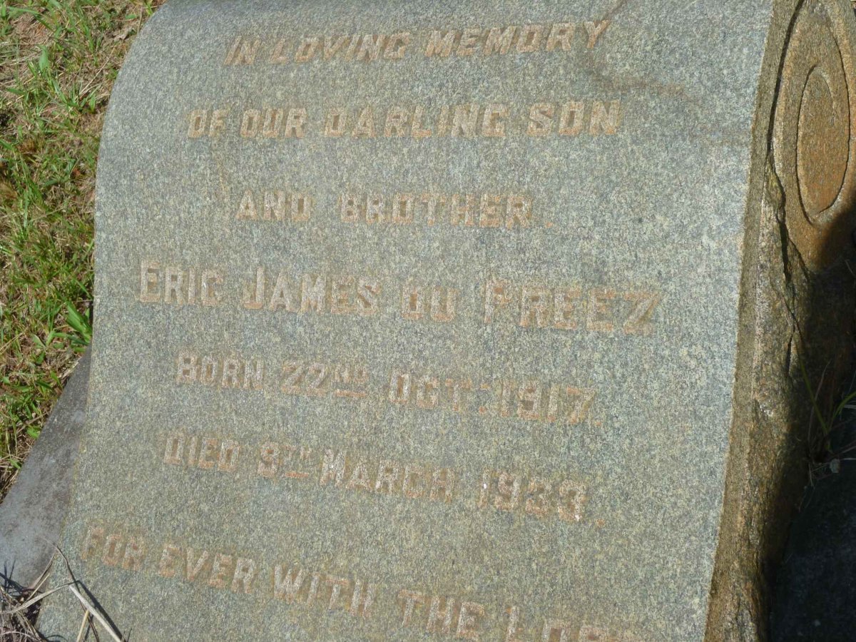 PREEZ Eric James, du 1917-1933