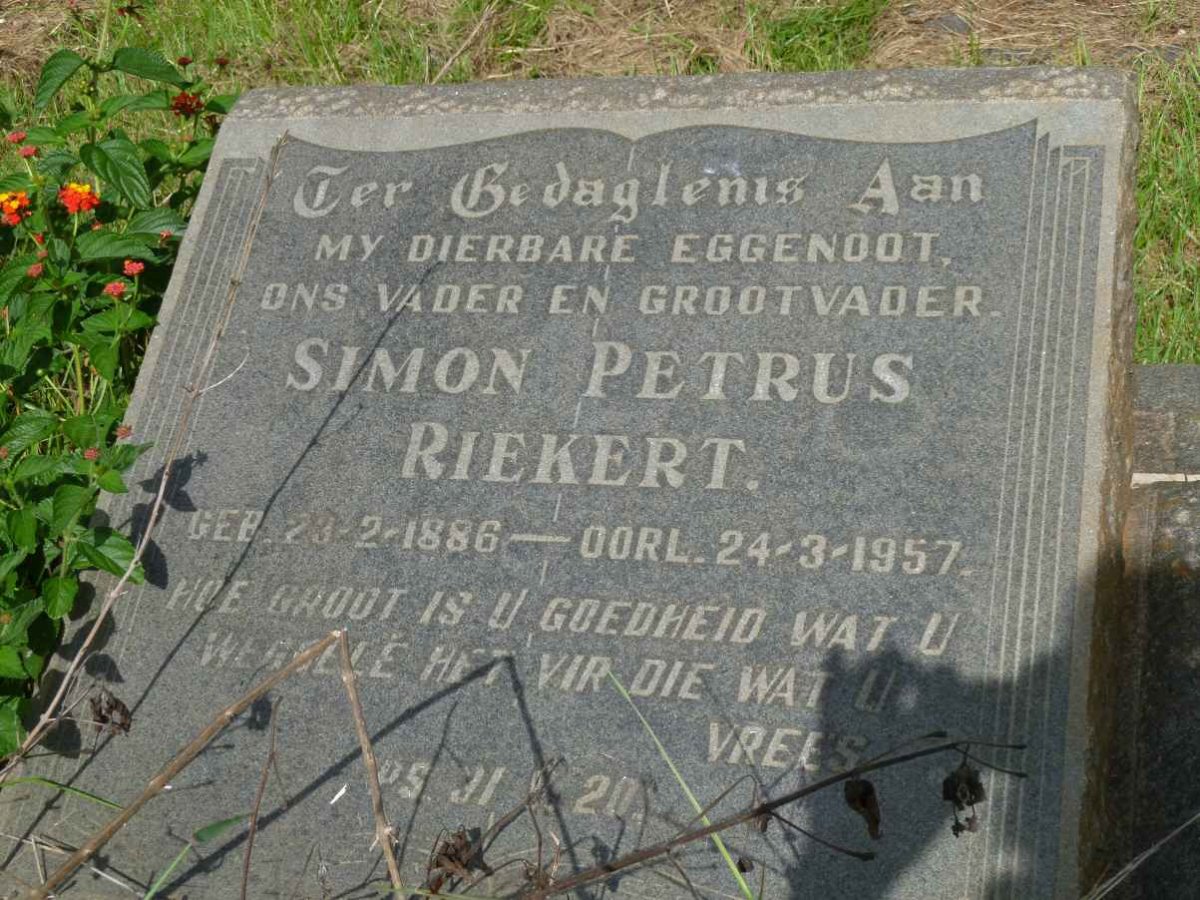 RIEKERT Simon Petrus 1886-1957