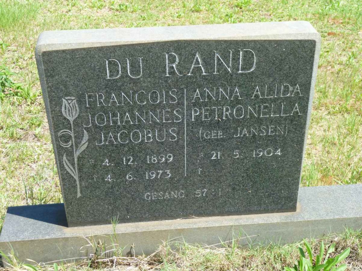 RAND Francois Johannes Jacobus, du 1899-1973 &amp; Anna Alida Petronella JANSEN 1904-