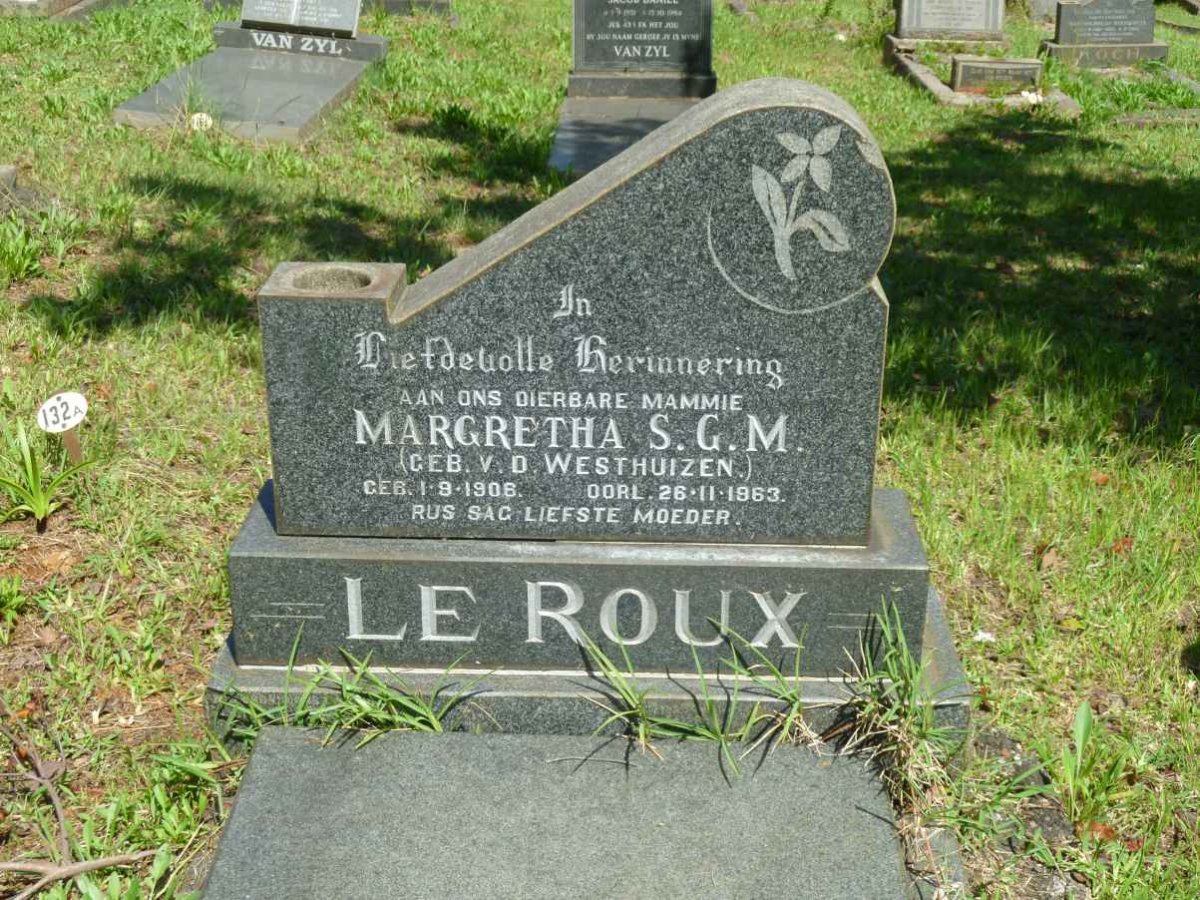 ROUX Margretha S.G.M., le nee V.D. WESTHUIZEN 1908-1963