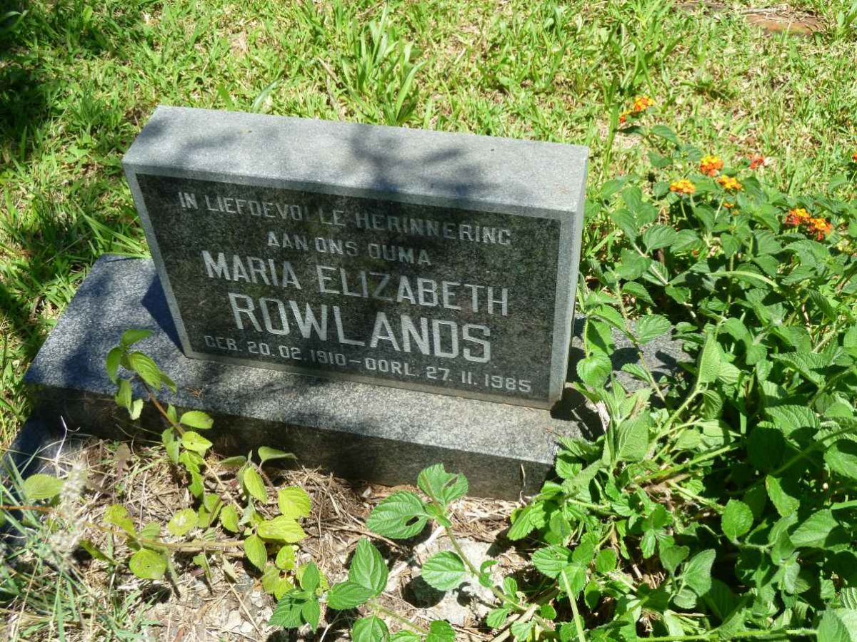 ROWLANDS Maria Elizabeth 1910-1985