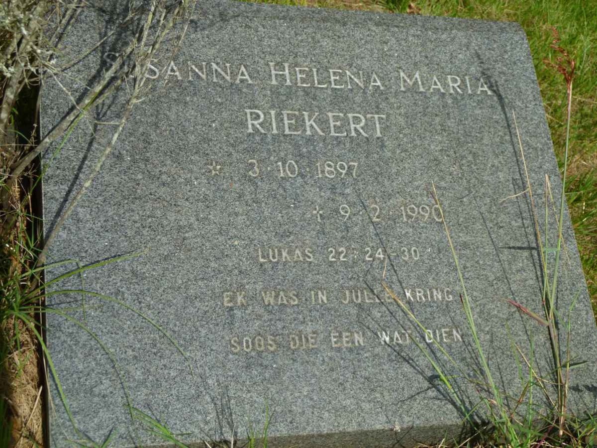 RIEKERT Susanna Helena Maria 1897-1990