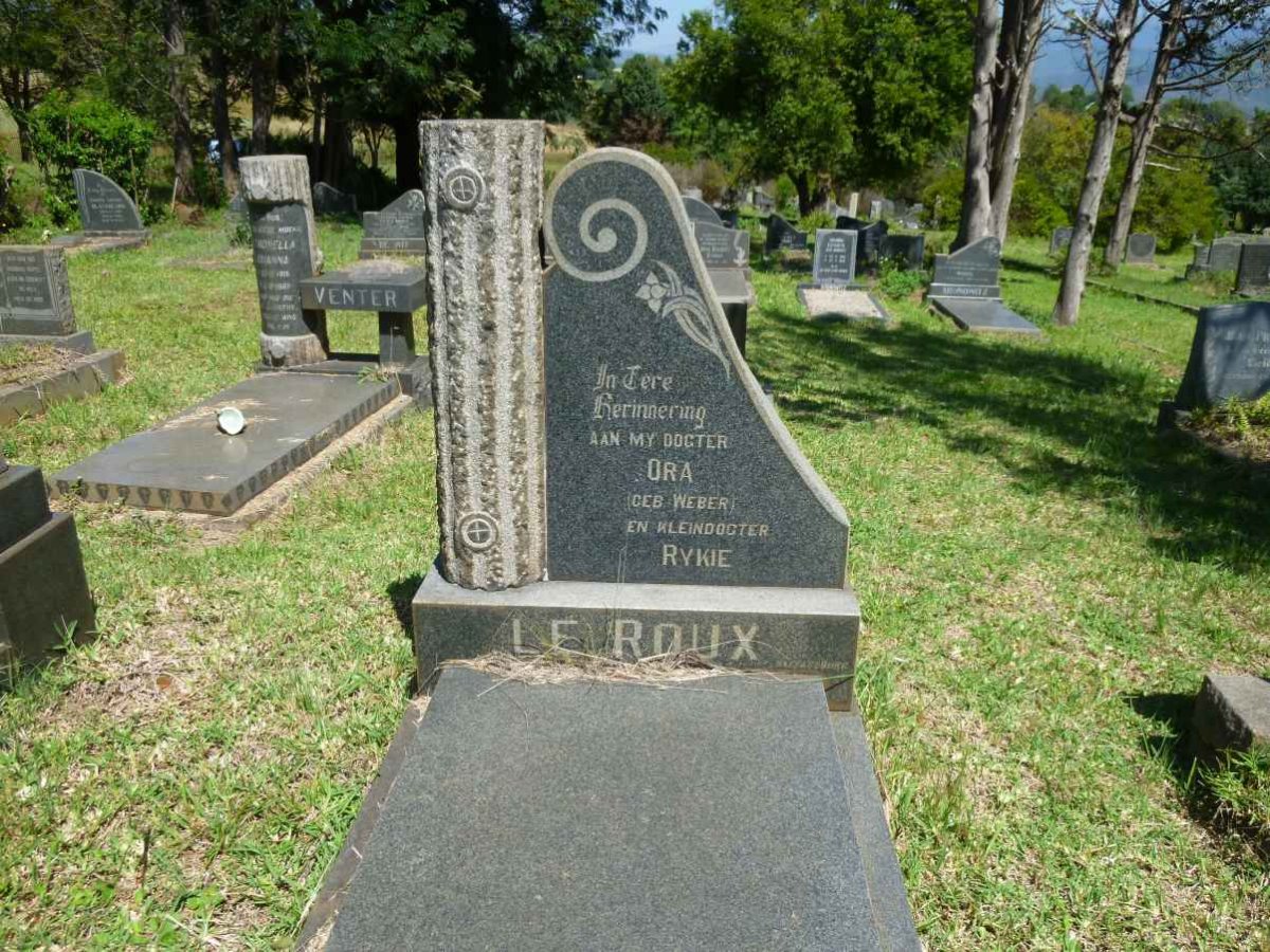 ROUX Ora, le  nee WEBER :: LE ROUX Rykie