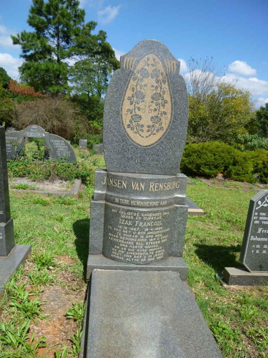 RENSBURG Izak Francois, Jansen van 1897-1966