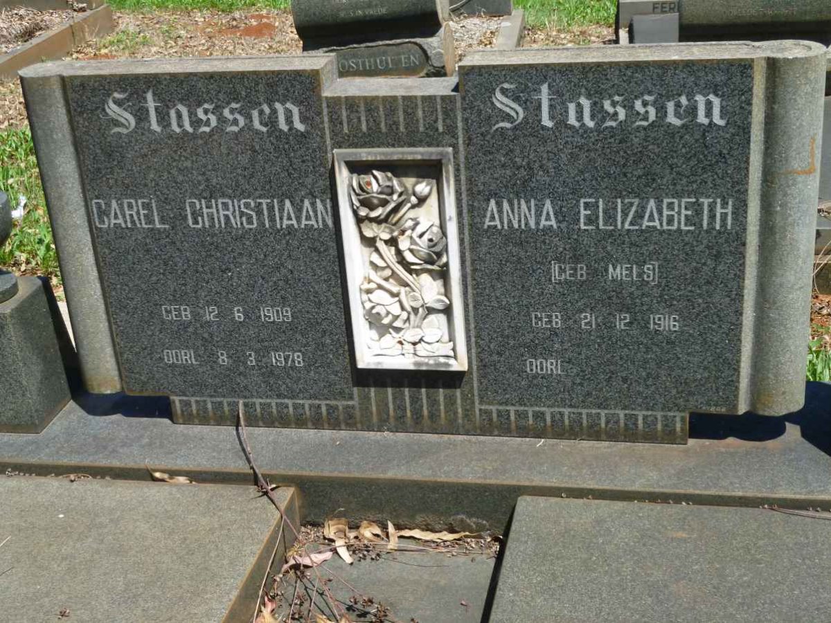 STASSEN Carel Christiaan 1909-1978 &amp; Anna Elizabeth MELS 1916-