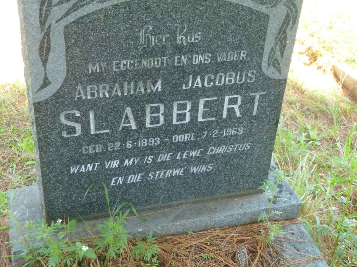 SLABBERT Abraham Jacobus 1893-1969