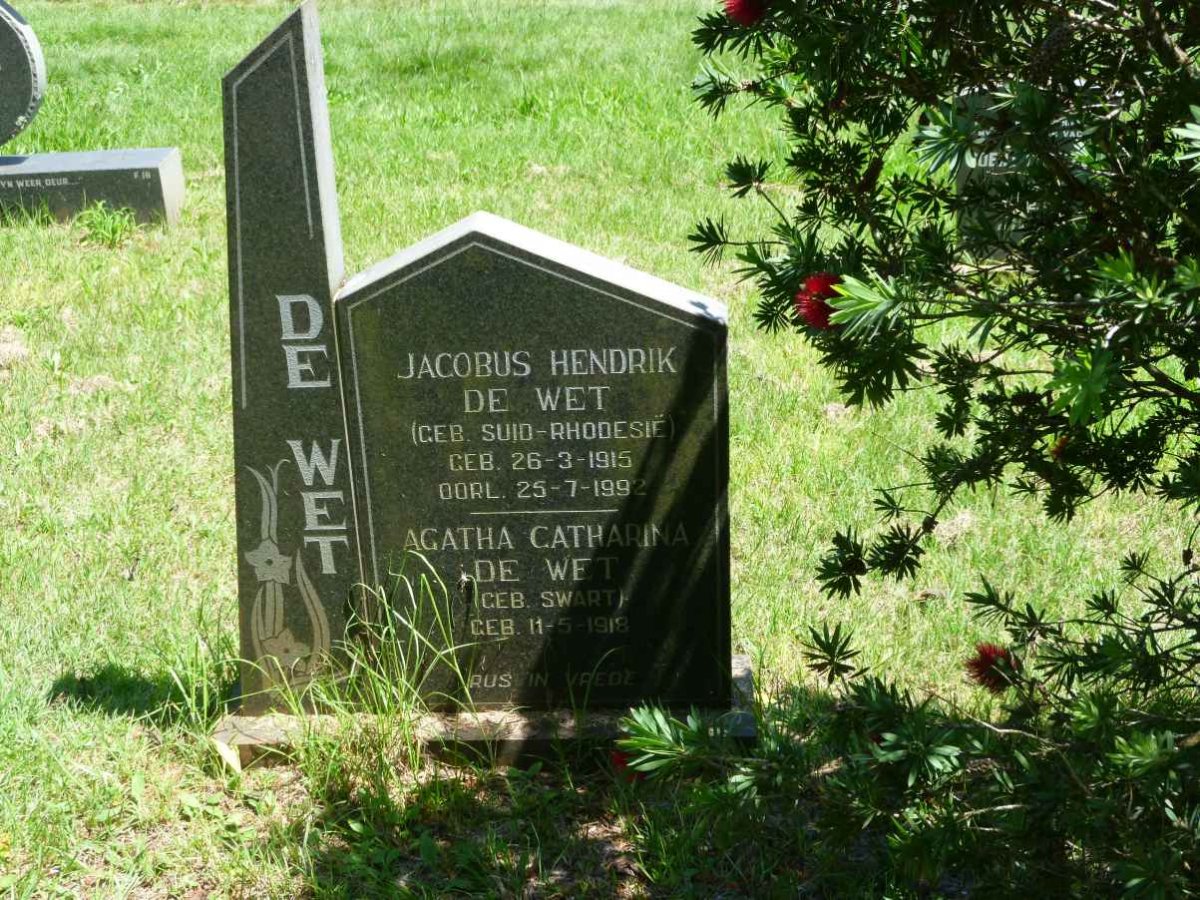 WET Jacobus Hendrik, de 1915-1992 &amp; Agatha Catharina SWART 1918-