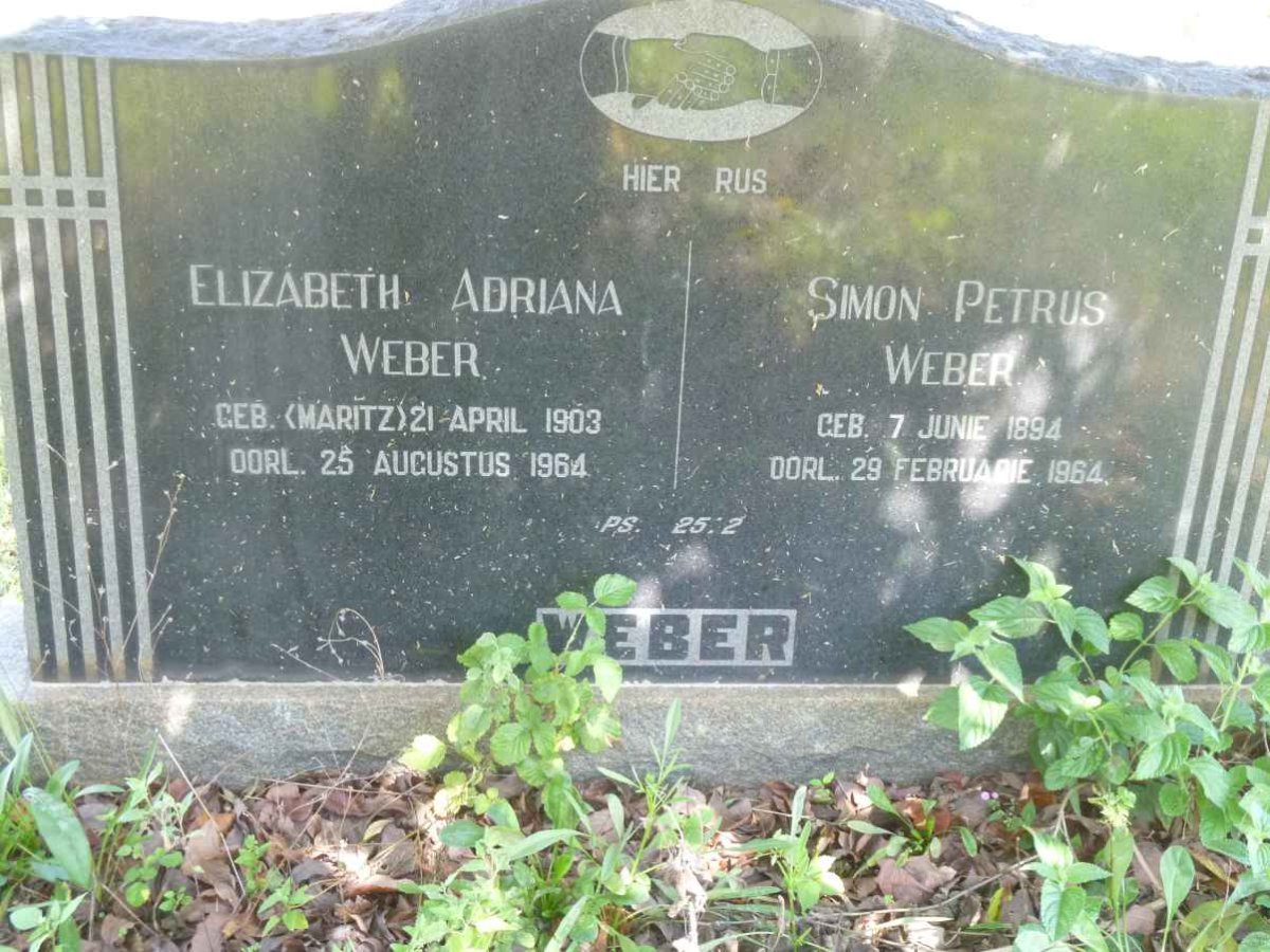 WEBER Simon Petrus 1894-1964 &amp; Elizabeth Adriana MARITZ 1903-1964