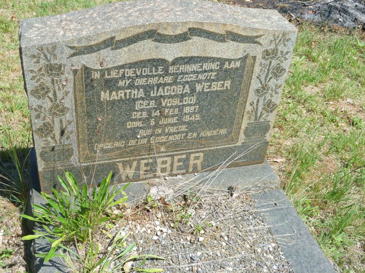 WEBER Martha Jacoba nee VOSLOO 1887-1949