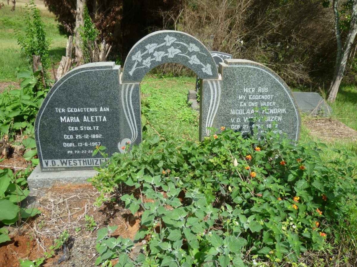 WESTHUIZEN Nicolaas Hendrik, v.d. 1872-1956 &amp; Maria Aletta STOLTZ 1882-1967