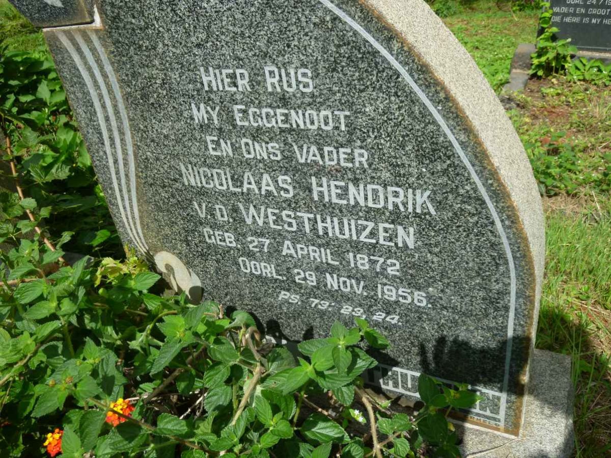 WESTHUIZEN Nicolaas Hendrik, v.d. 1872-1956