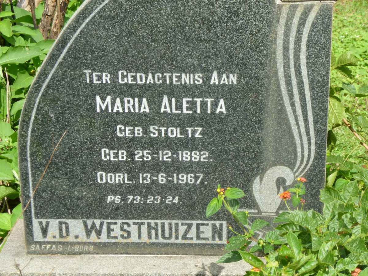 WESTHUIZEN Maria Aletta, v.d. nee STOLTZ 1882-1967