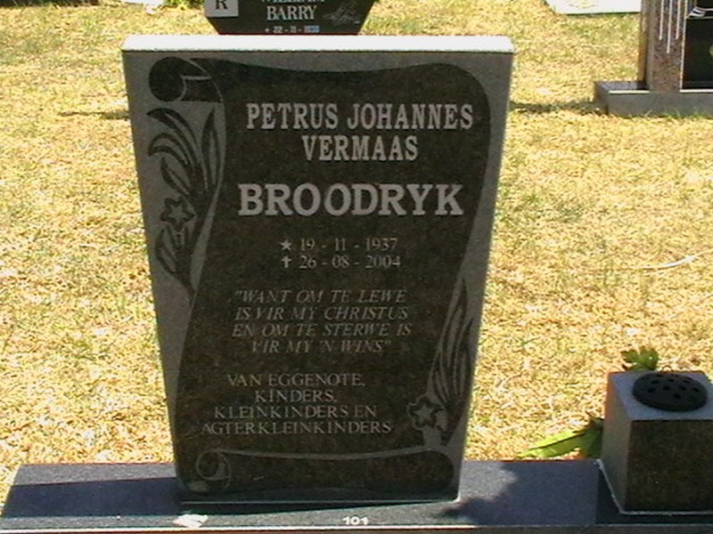 BROODRYK Petrus Johannes Vermaas 1937-2004