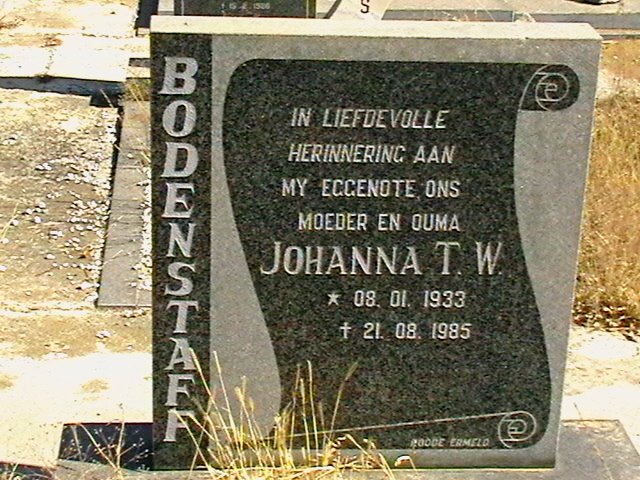 BODENSTAFF Johanna T.W. 1933-1985