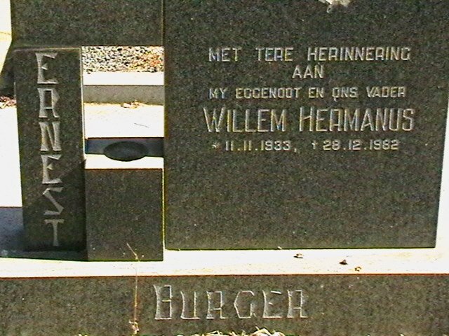BURGER Willem Hermanus 1933-1982