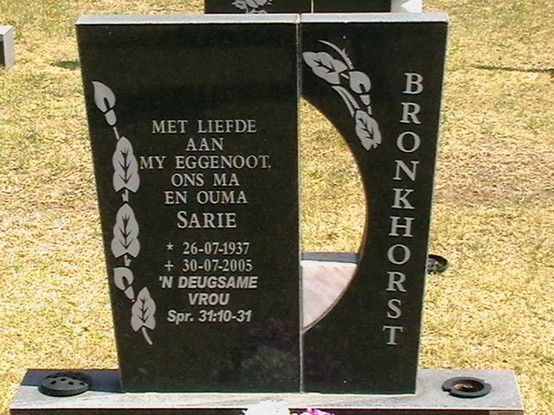 BRONKHORST Sarie 1937-2005