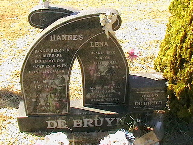 BRUYN Hannes, de 1939-2001 &amp; Lena 1937- :: DE BRUYN Theunis Lewis
