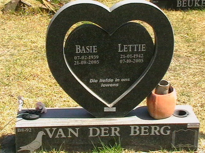 BERG Basie, van der 1939-2005 &amp; Lettie 1942-2005