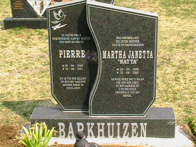 BARKHUIZEN Martha Janetta 1939-2010 :: BARKHUIZEN Pierre 1969-2011