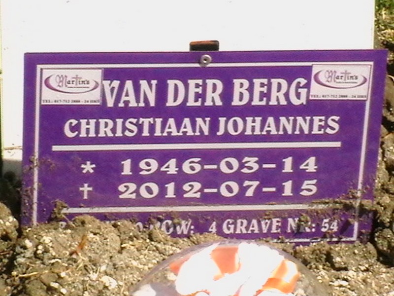BERG Christiaan Johannes, van der 1946-2012
