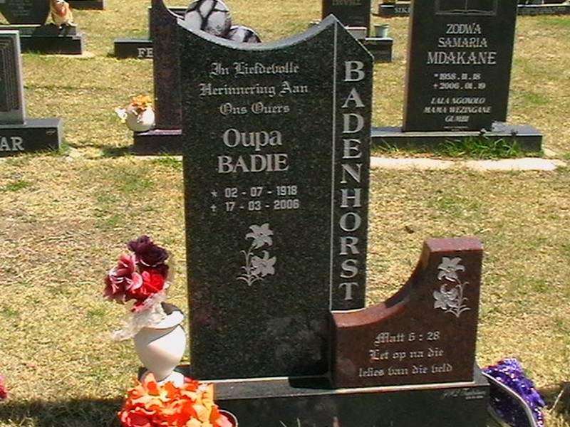 BADENHORST Badie 1918-2006