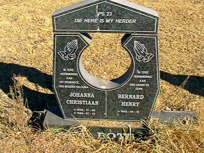 BOTHA Bernard Henry 1942- &amp; Johanna Christiaan 1948-1999
