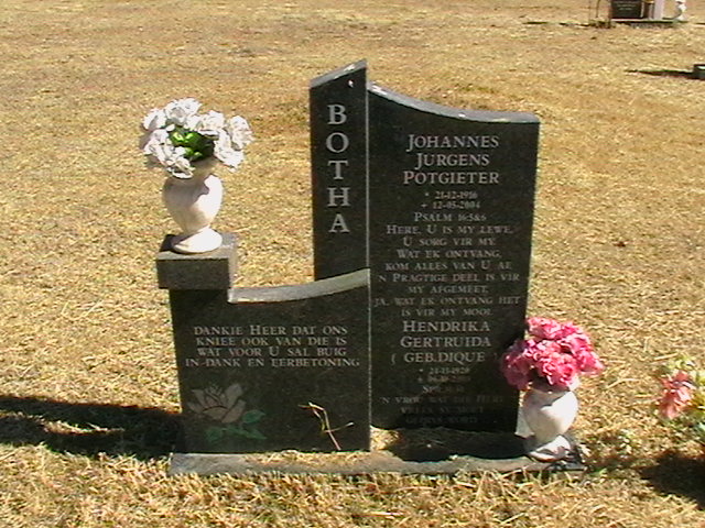 BOTHA Johannes Jurgens Potgieter 1916-2004 &amp; Hendrika Gertruida DIQUE 1920-2000