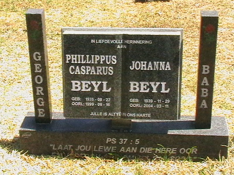 BEYL Phillippus Casparus 1935-1999 &amp; Johanna 1939-2004