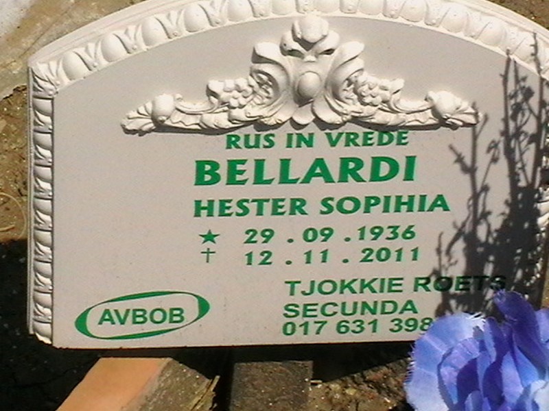 BELLARDI Hester Sopihia 1936-2011
