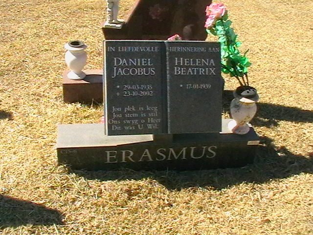 ERASMUS Daniel Jacobus 1935-2002 &amp; Helena Beatrix 1939-