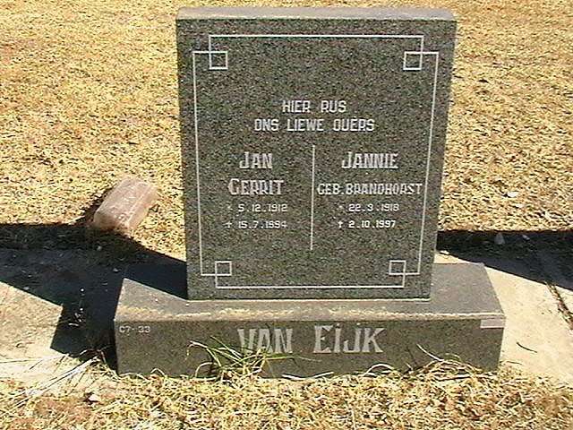 EIJK Jan Gerrit, van 1912-1994 &amp; Jannie BRANDHORST 1918-1997
