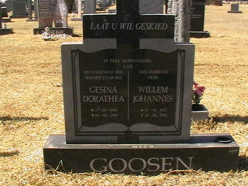 GOOSEN Willem Johannes 1925-2002 &amp; Gesina Dorathea 1920-2001